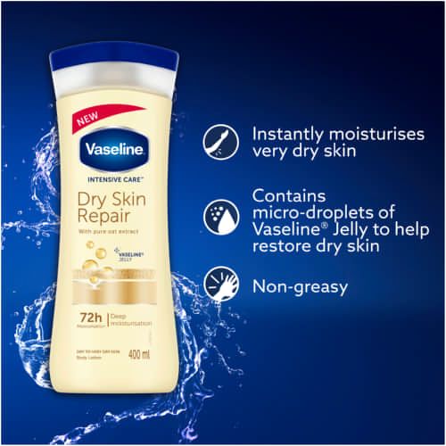 لوسیون بدن وازلین Vaseline مدل Dry Skin Repair مناسب پوست خیلی خشک حجم 400 میلی