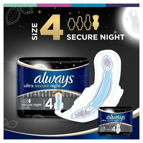 نوار بهداشتی الویز ویژه شب مدل ultra secure night سایز 4 بسته 9 عددی