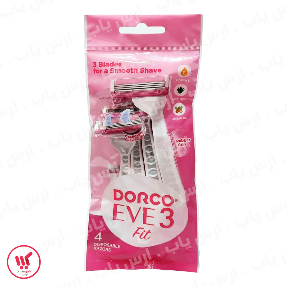 تیغ اصلاح 3 لبه زنانه دورکو مدل Dorco EVE 3 Fit بسته 4 عددی