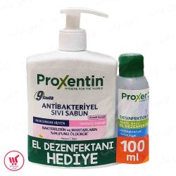 صابون مایع آنتی باکتریال Proxentin حجم 500 میلی + ژل ضدعفونی کننده 100 میلی