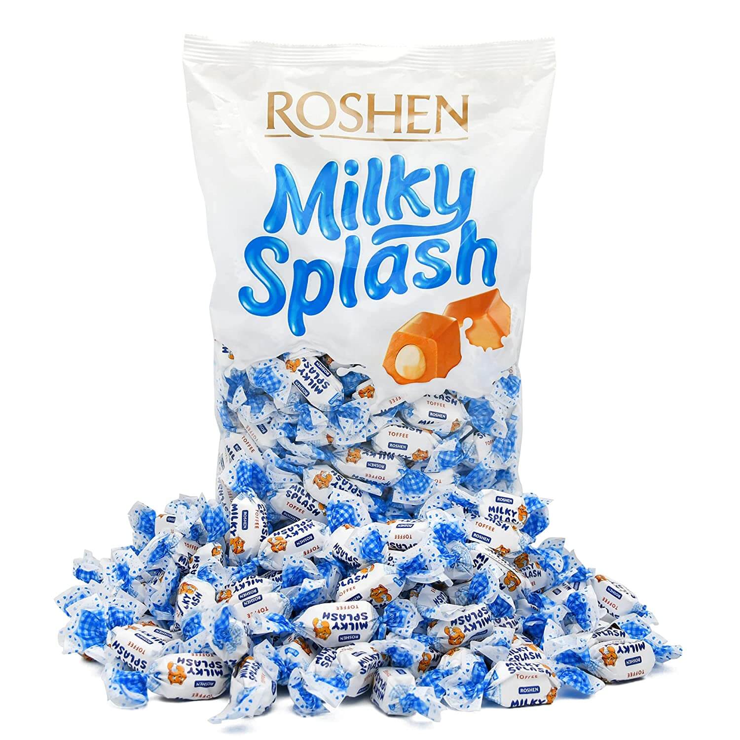 تافی کرمی شیری میلکی اسپلش روشن Milky Splash بسته 1 کیلویی
