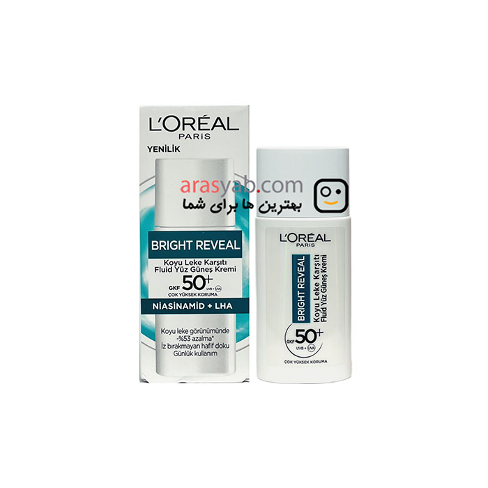 کرم ضدآفتاب فلوئیدی لورال مدل Bright reveal با خاصیت ضد لک و spf 50 حجم 50 میل — تصویر ۲